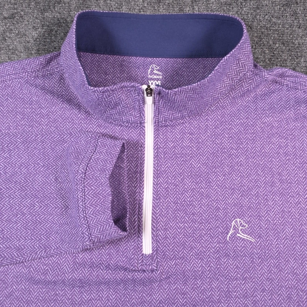 Rhoback 1/4 Zip Pullover Mens 3XL Purple Herringbone Moisture Wicking Stretch